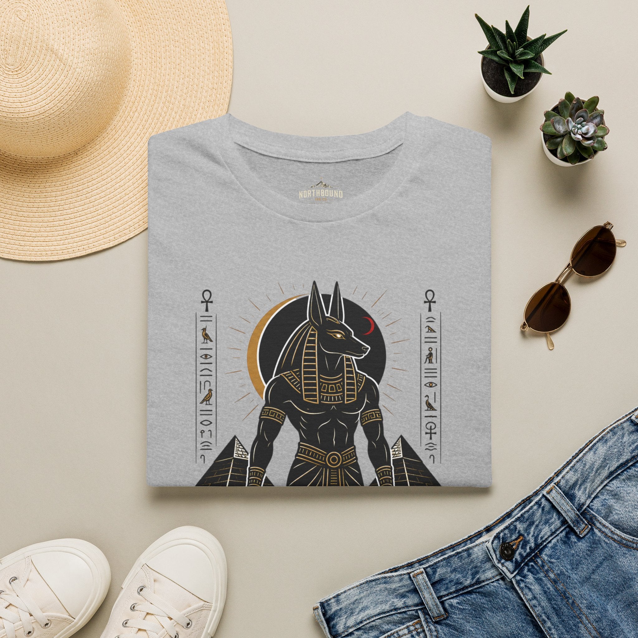 Anubis 'Walk With Gods' T-Shirt — Egyptian Mythology Graphic Tee