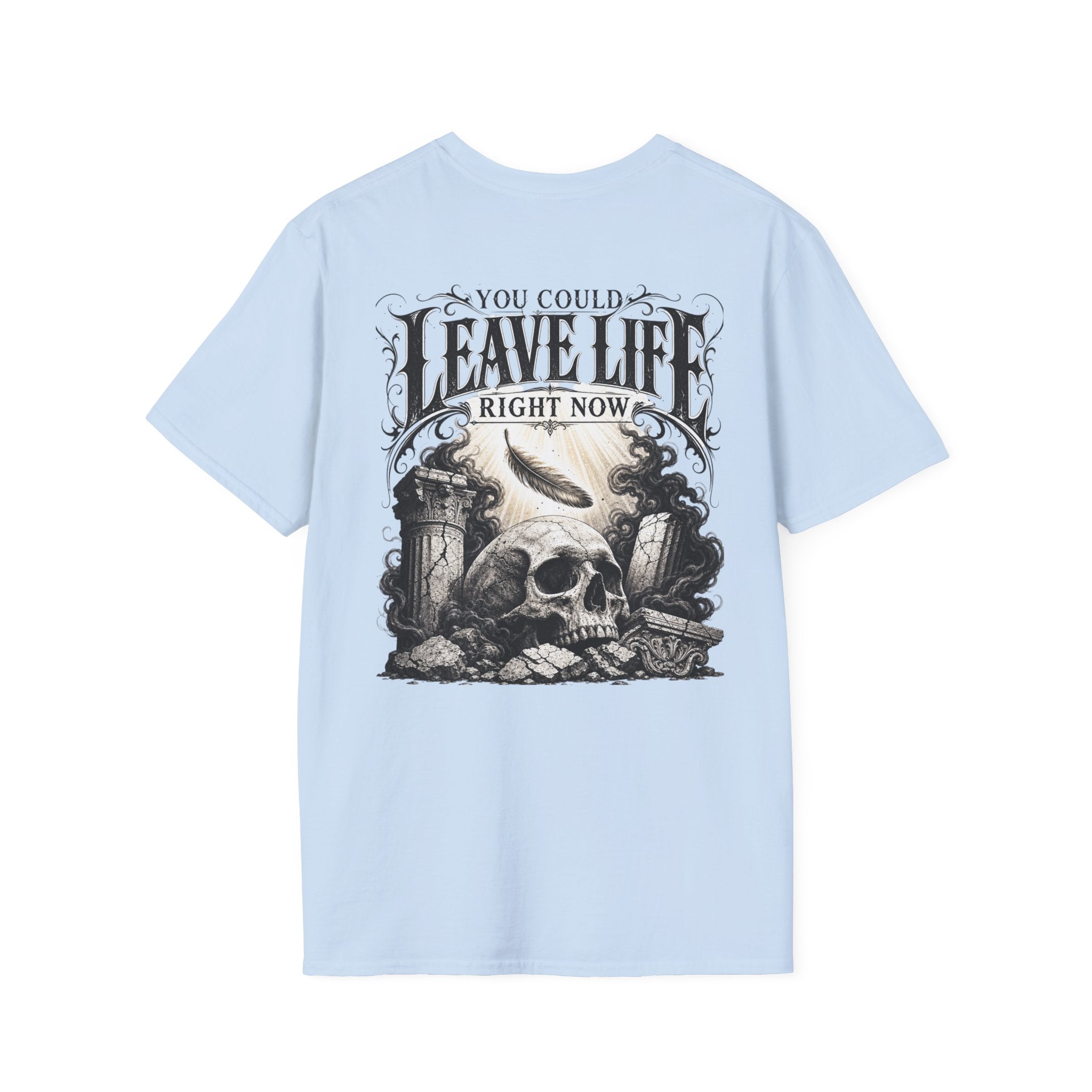 Skull & Mountains T-Shirt — "Leave Life" Adventure Graphic Tee