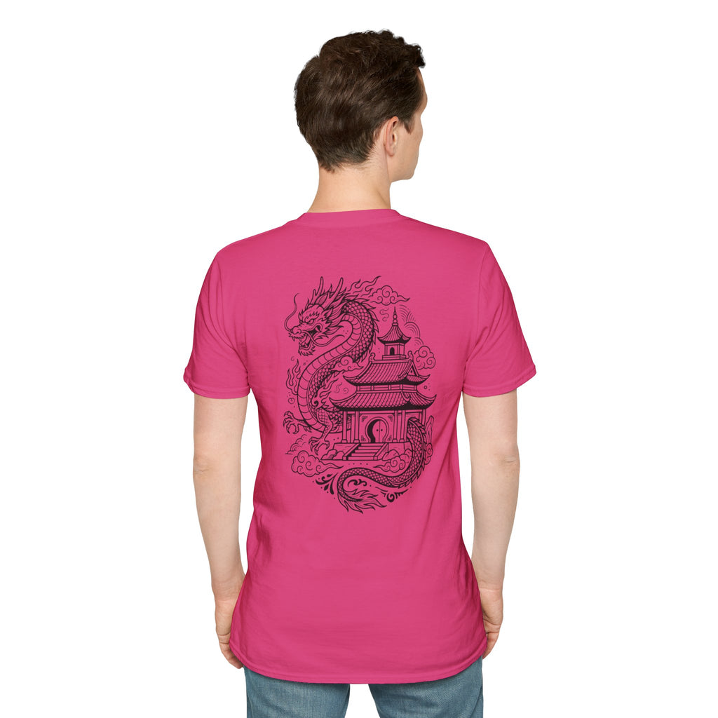 Dragon Crest Pocket T-Shirt — Small Intricate Dragon Chest Graphic
