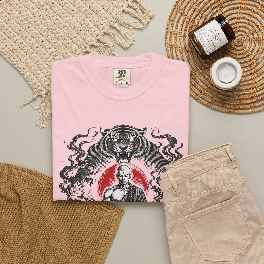 Meditation Tiger T-Shirt — "He Who Masters Himself is Strong" Zen Graphic Tee