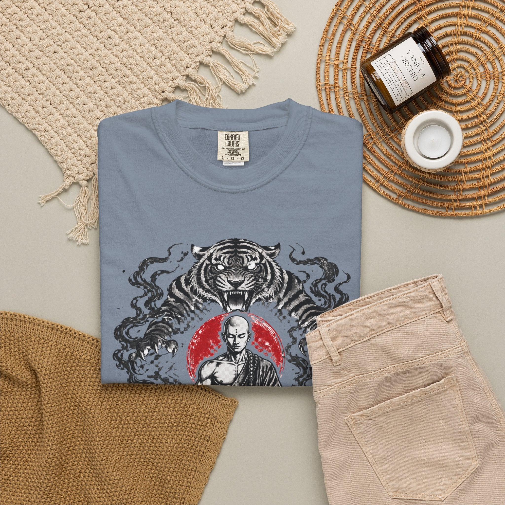 Meditation Tiger T-Shirt — "He Who Masters Himself is Strong" Zen Graphic Tee
