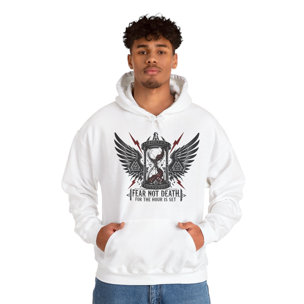 Fear Not Death Hourglass Wings Hoodie — Gothic Inspirational Pullover