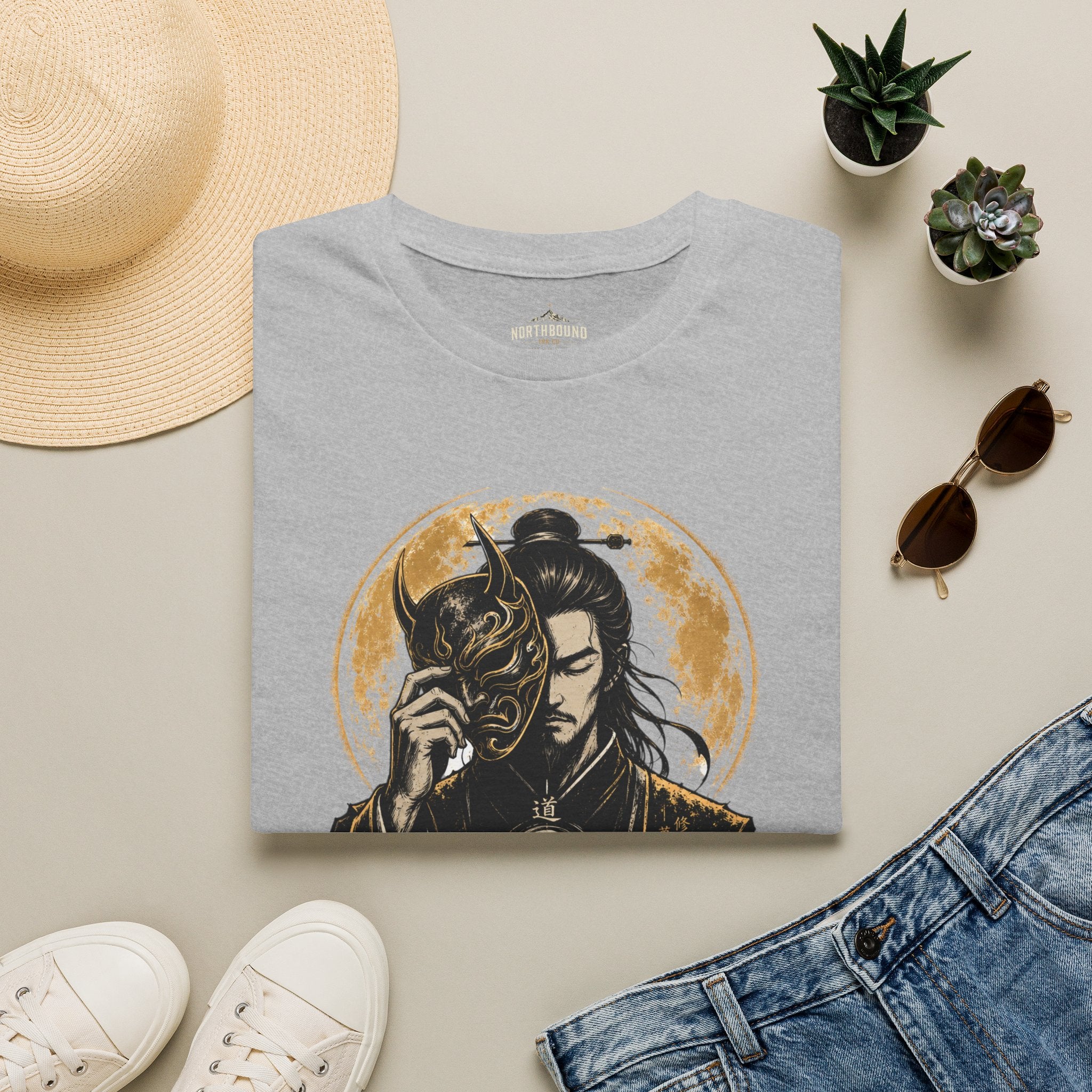 Samurai Mask Tee — "To Master Yourself Is Power" Graphic T-Shirt