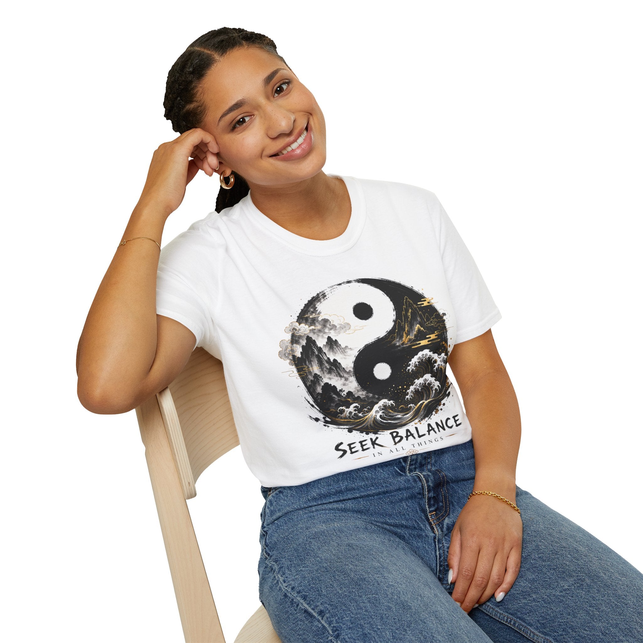 Yin Yang 'Seek Balance' Graphic T-Shirt