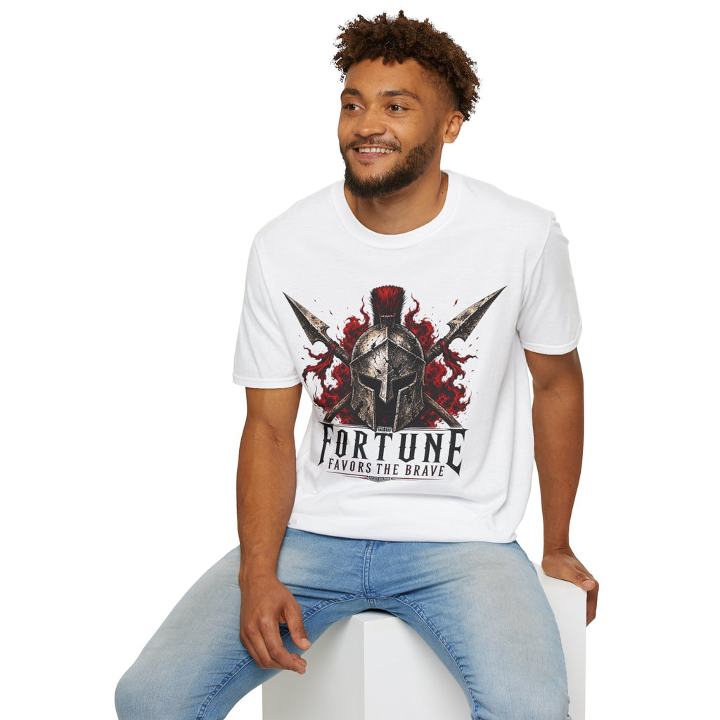 Warrior Helmet T-Shirt — "Fortune Favors the Brave" Spartan Helmet Graphic Tee