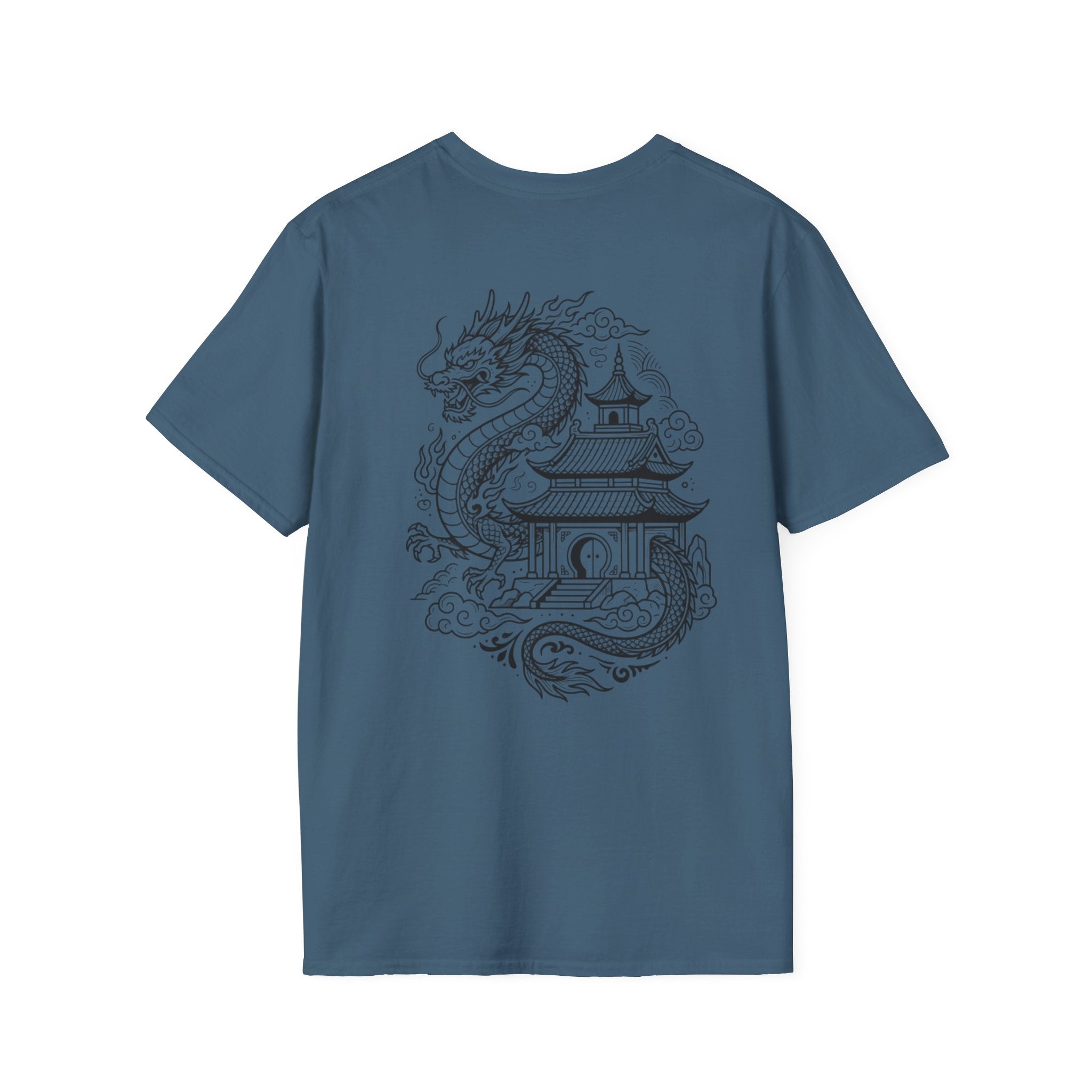 Dragon Crest Pocket T-Shirt — Small Intricate Dragon Chest Graphic