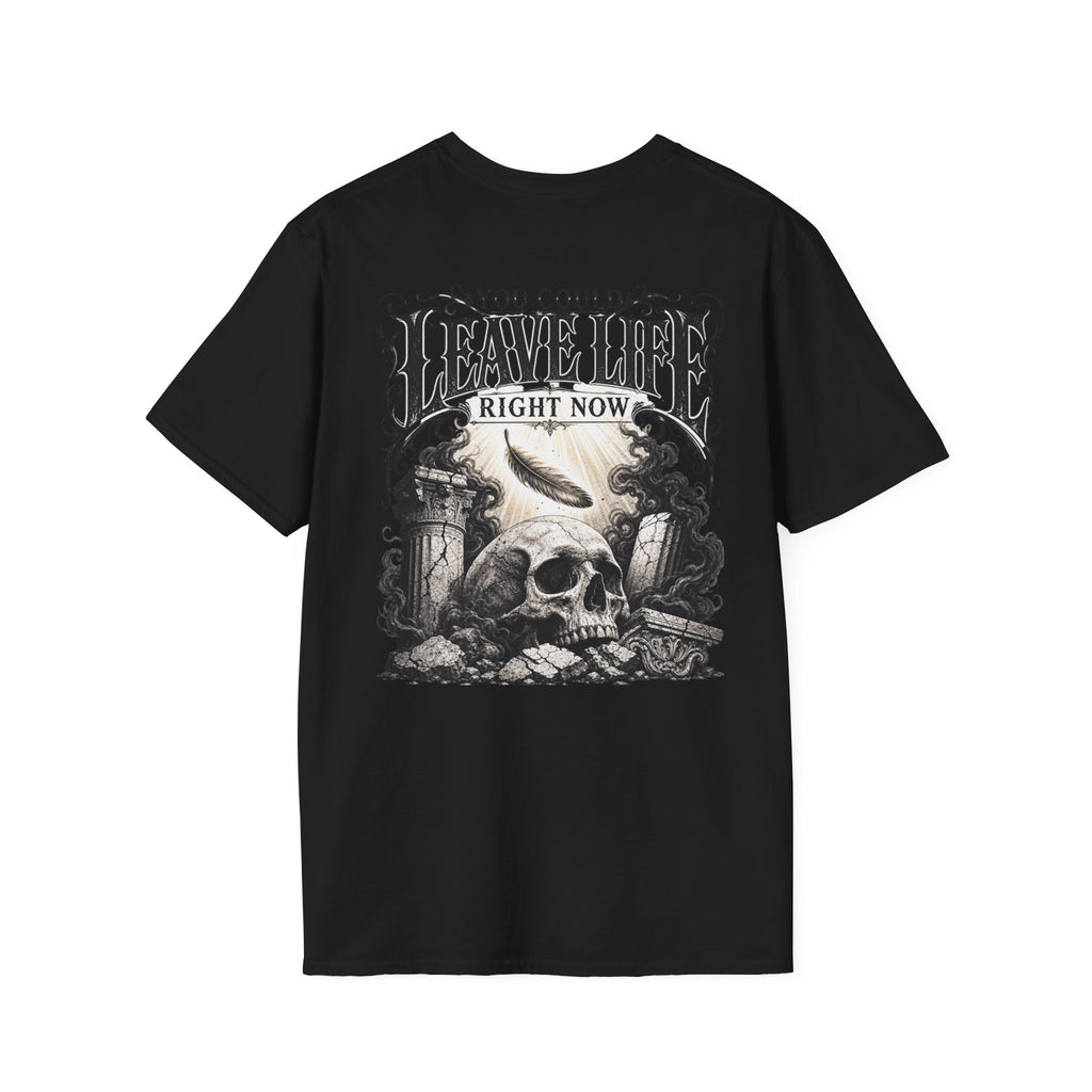 Skull & Mountains T-Shirt — "Leave Life" Adventure Graphic Tee