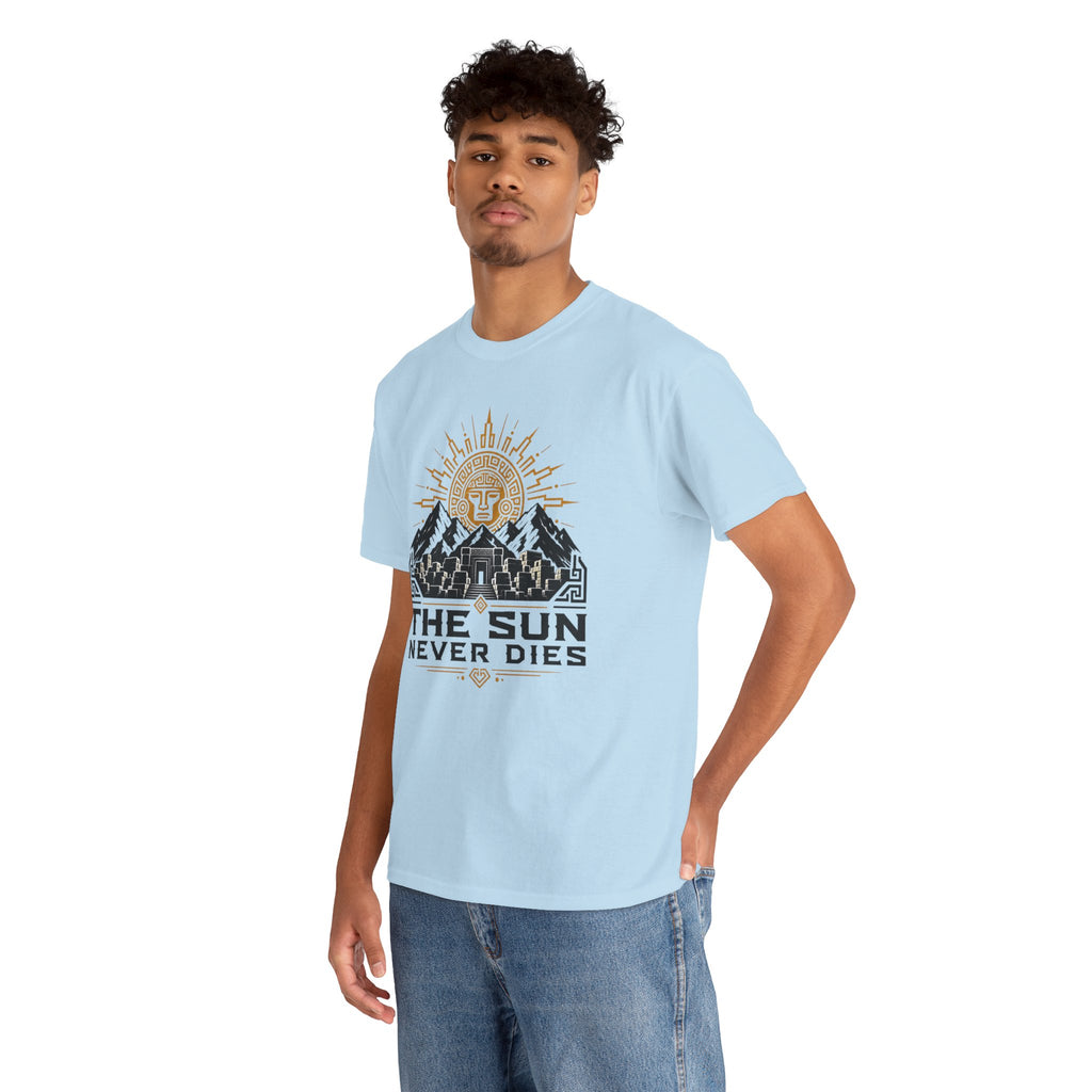 Sun Never Dies T-Shirt — Retro Mountain Adventure Tee