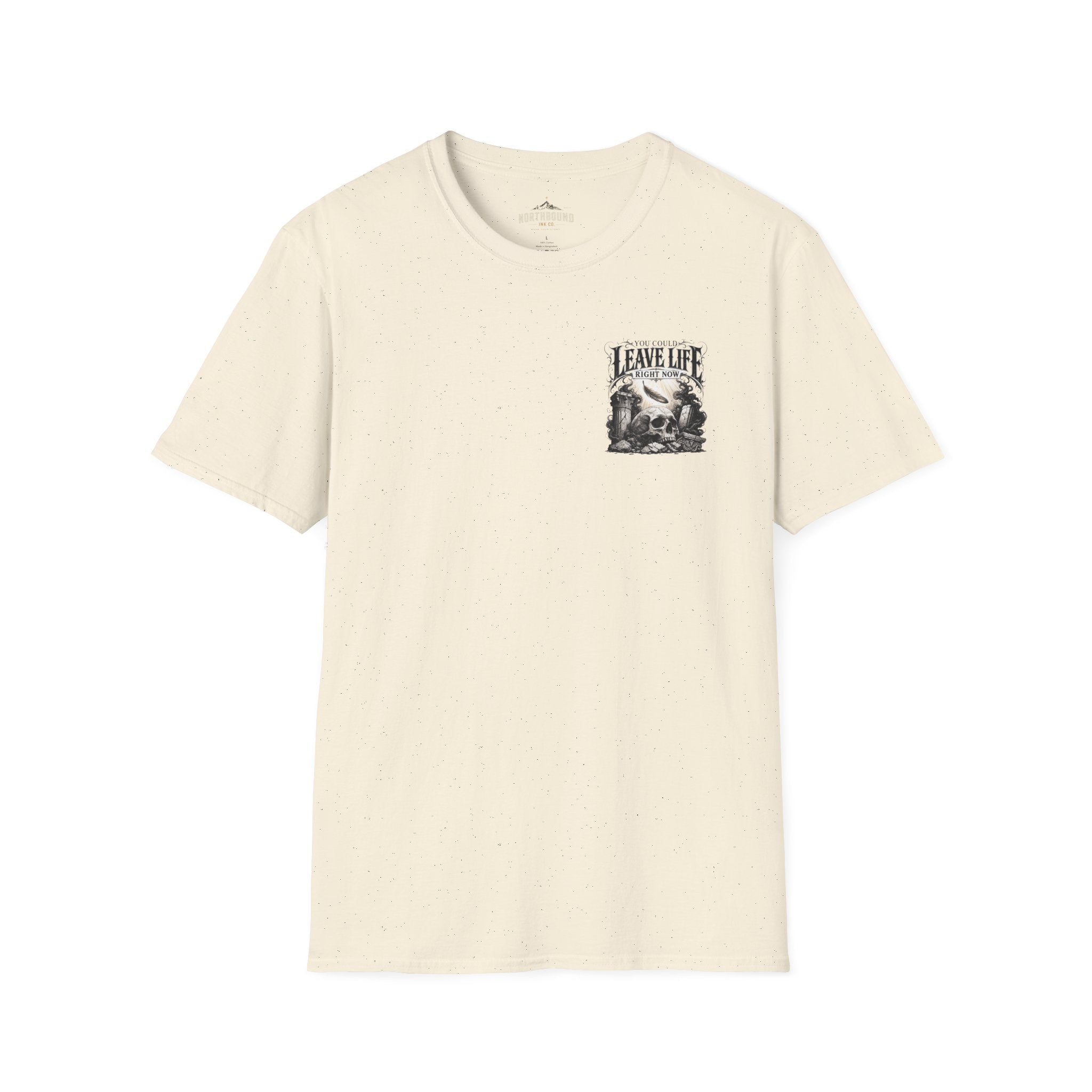Skull & Mountains T-Shirt — "Leave Life" Adventure Graphic Tee