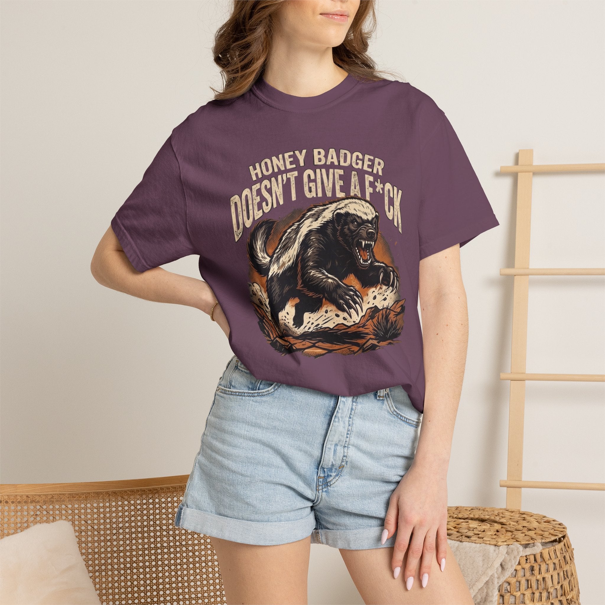 Skunk Graphic T-Shirt — 'Honey Badger Doesn't Give a F—' Retro Vintage Tee
