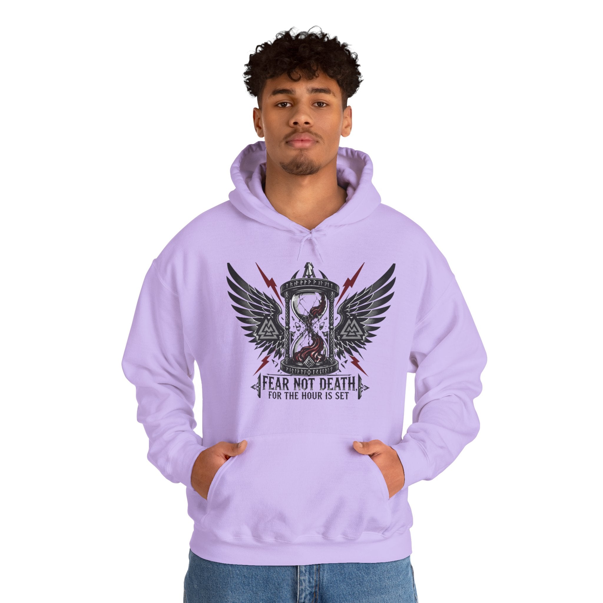Fear Not Death Hourglass Wings Hoodie — Gothic Inspirational Pullover