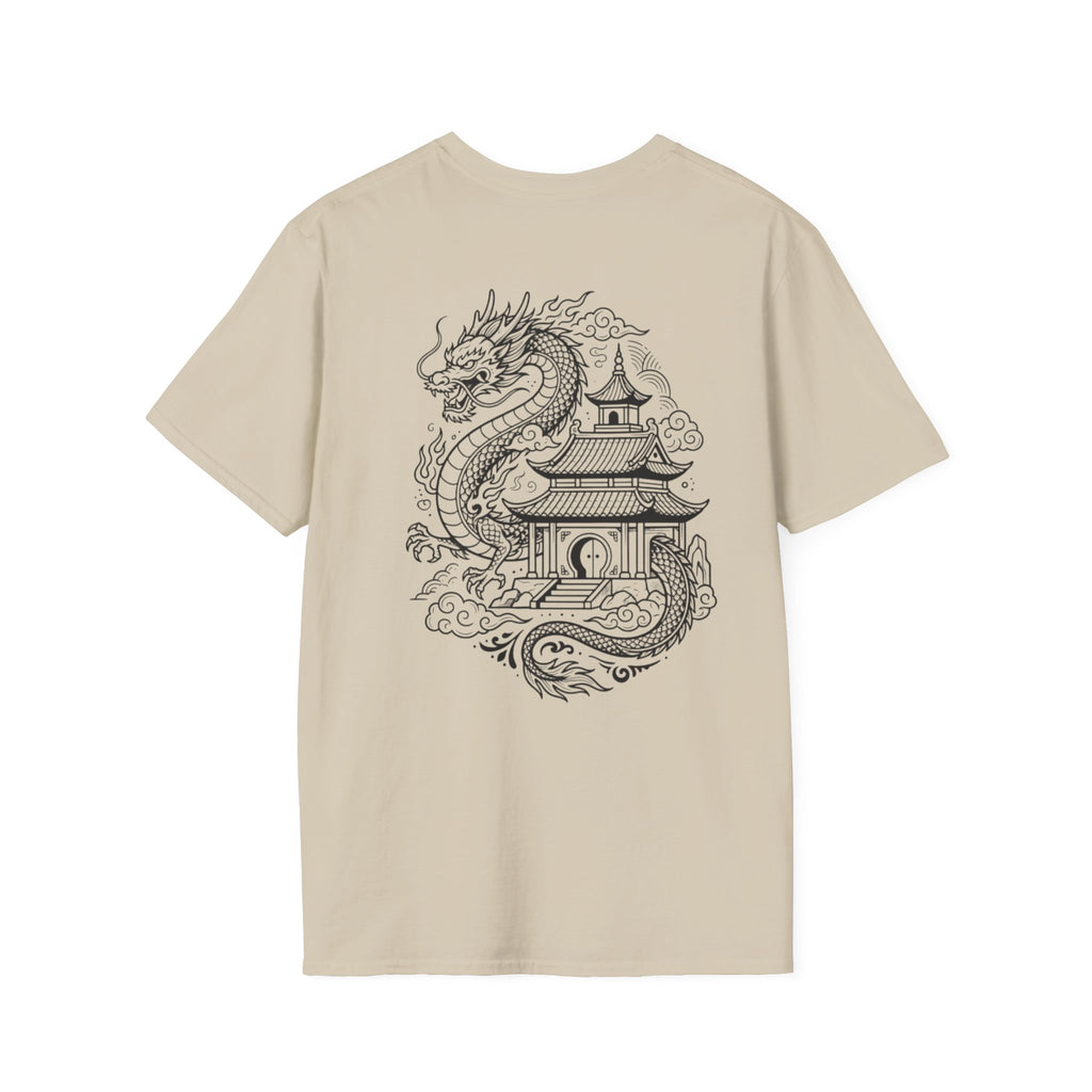 Dragon Crest Pocket T-Shirt — Small Intricate Dragon Chest Graphic