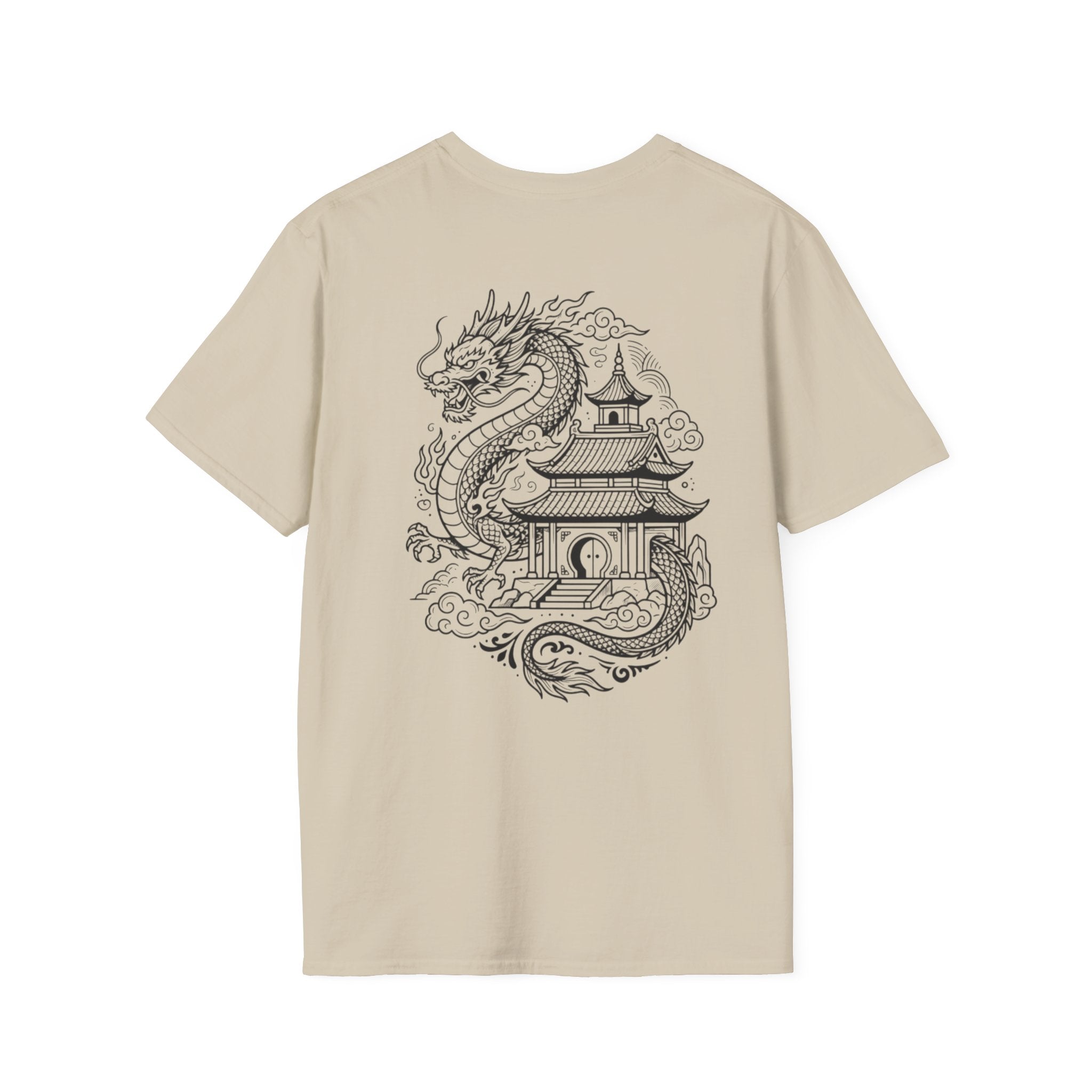 Dragon Crest Pocket T-Shirt — Small Intricate Dragon Chest Graphic
