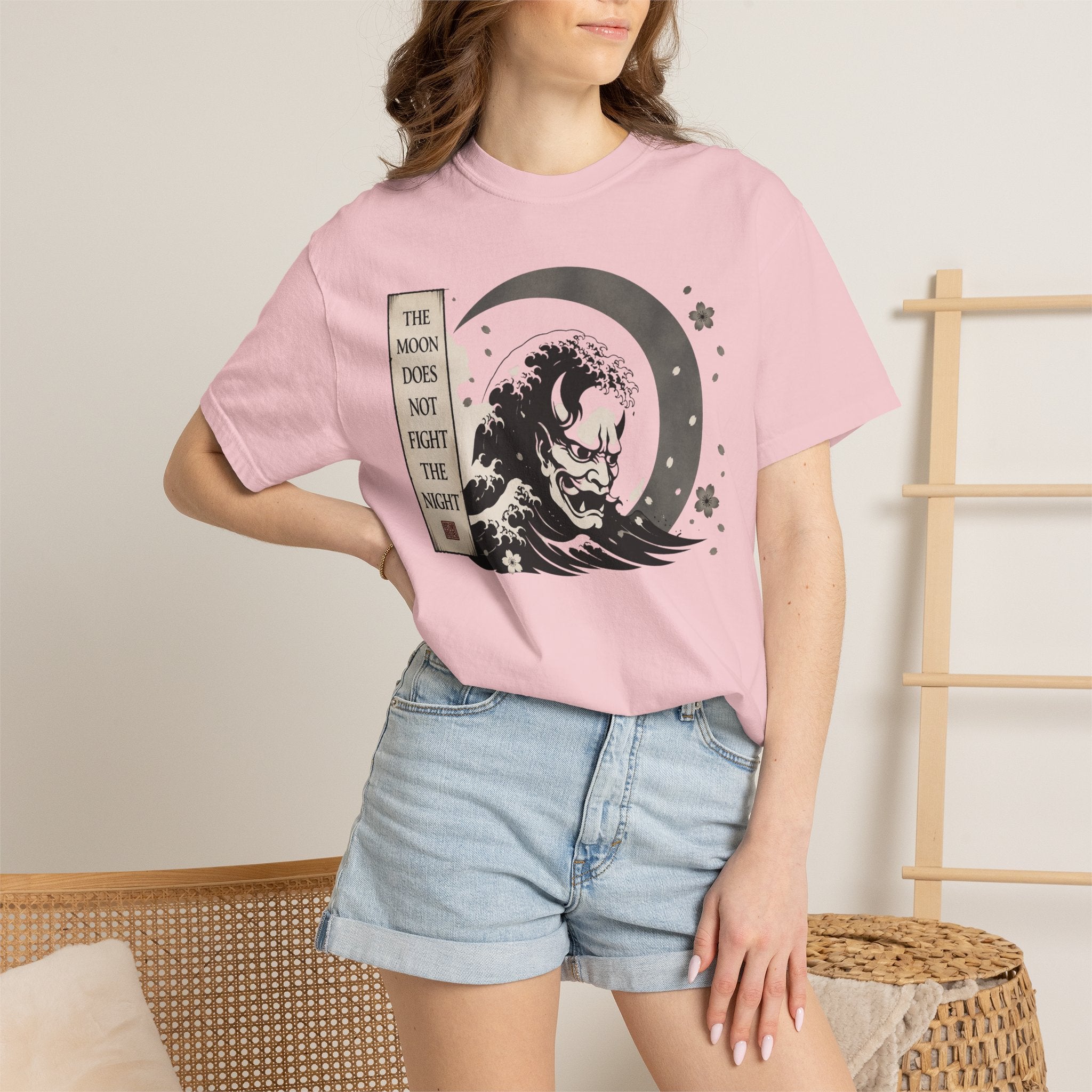 Moon Does Not Frighten Night T-Shirt — Japanese Wave Demon Graphic Tee