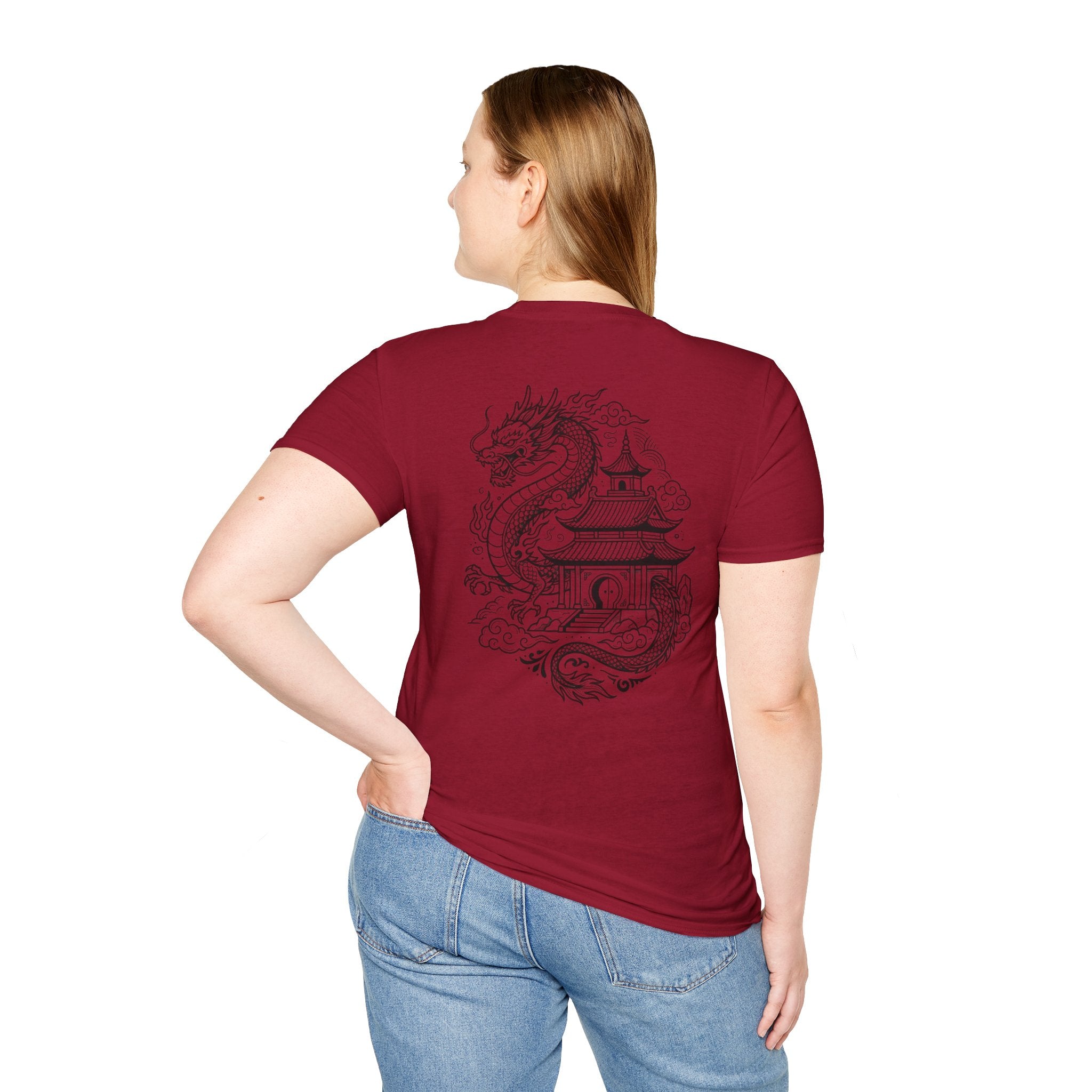 Dragon Crest Pocket T-Shirt — Small Intricate Dragon Chest Graphic