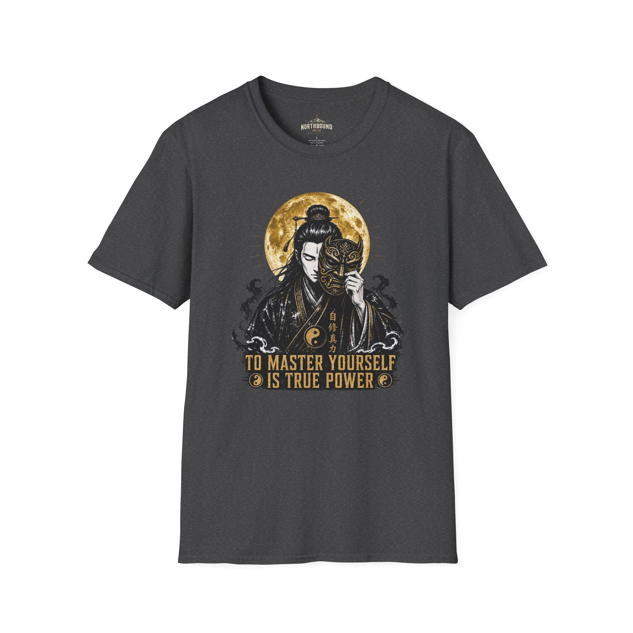 Samurai Mask T-Shirt – "To Master Yourself Is True Power" Graphic Tee
