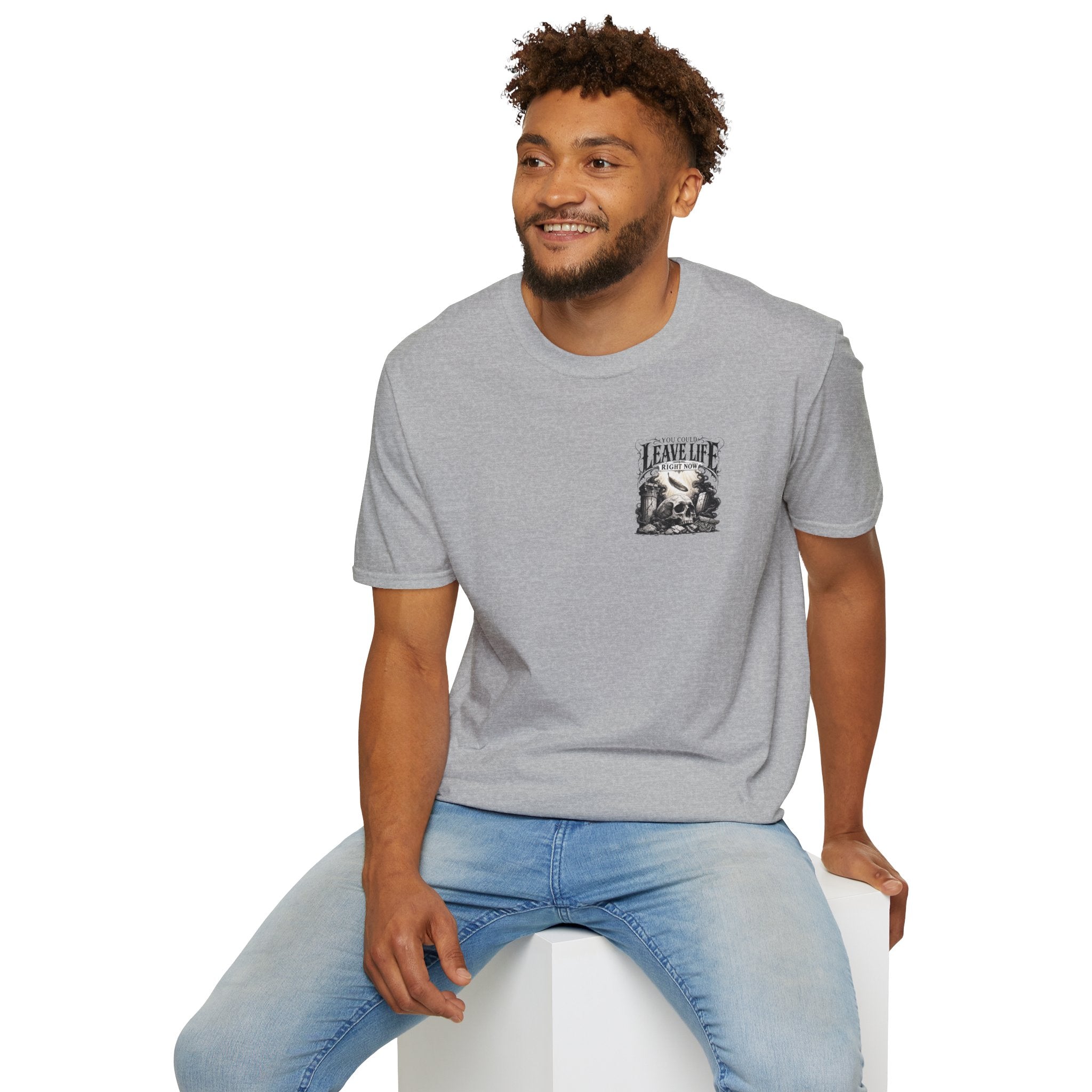 Skull & Mountains T-Shirt — "Leave Life" Adventure Graphic Tee