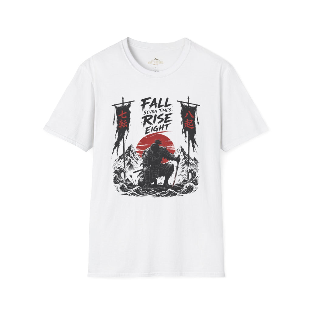 T-Shirt — “Fall Seven Times, Rise Eight” Samurai Graphic Tee