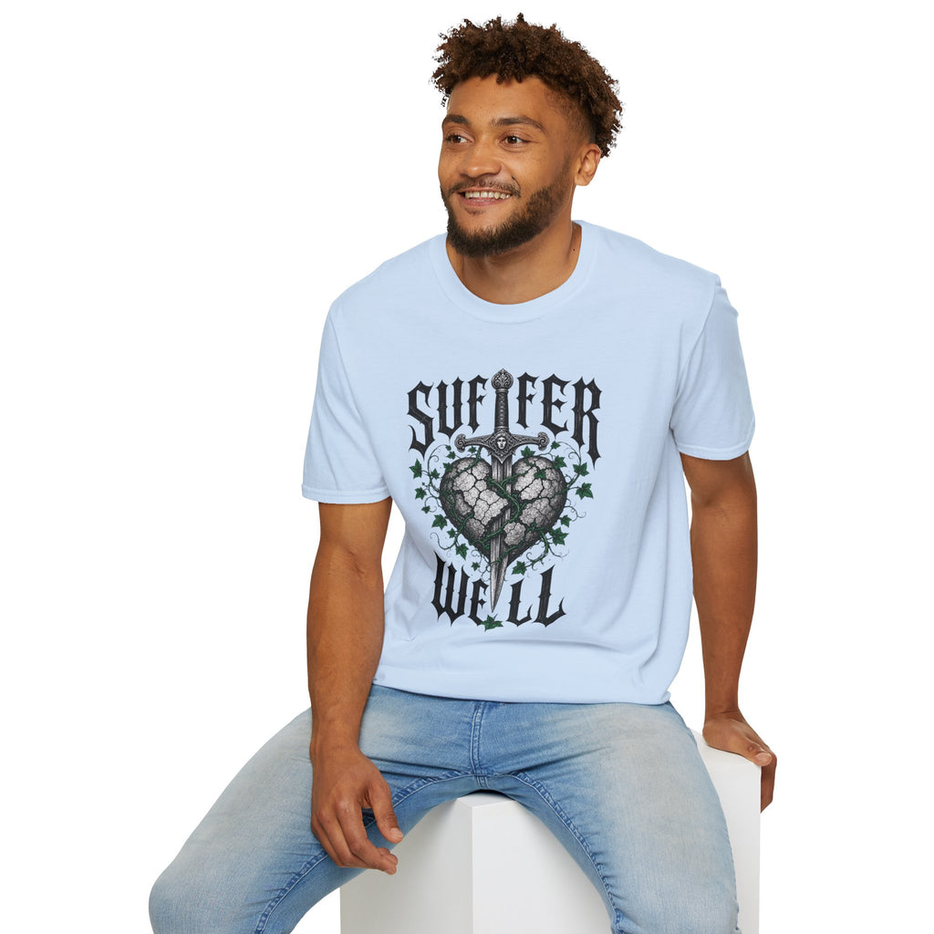 Suffer Well T-Shirt — Gothic Heart Sword Graphic Tee