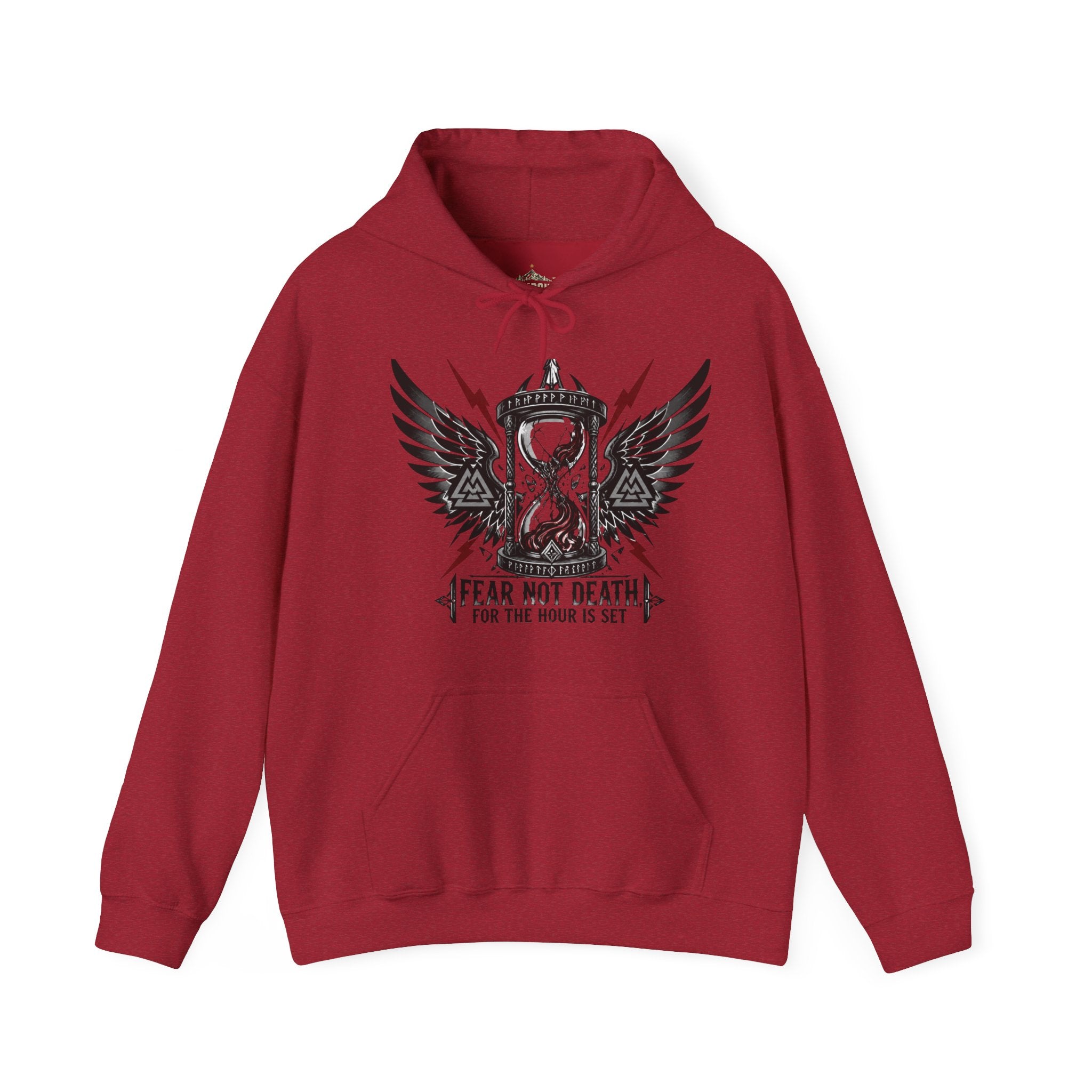 Fear Not Death Hourglass Wings Hoodie — Gothic Inspirational Pullover