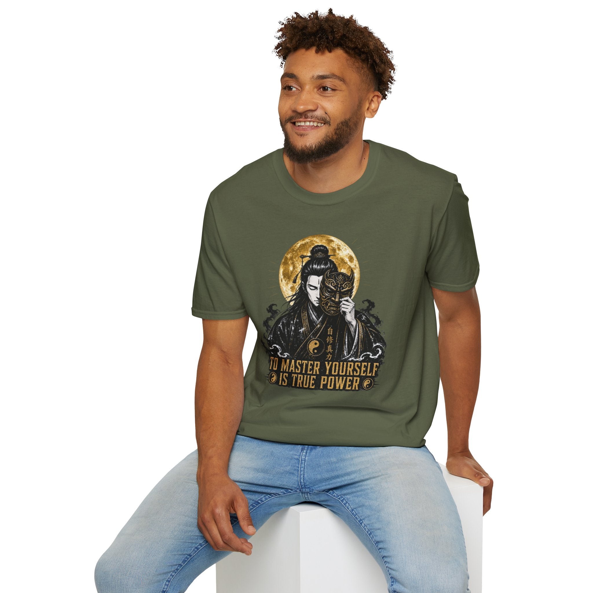 Samurai Mask T-Shirt – "To Master Yourself Is True Power" Graphic Tee