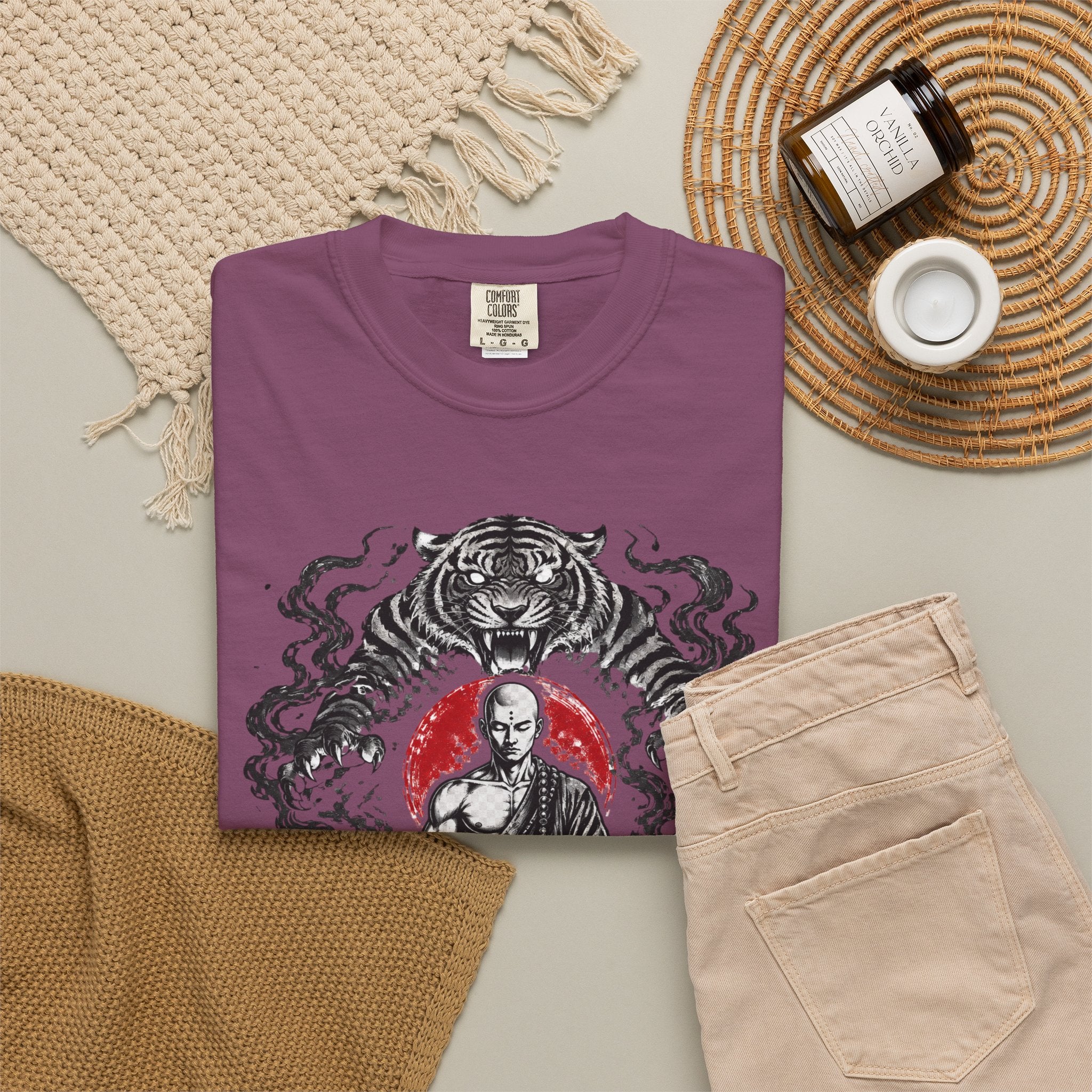 Meditation Tiger T-Shirt — "He Who Masters Himself is Strong" Zen Graphic Tee