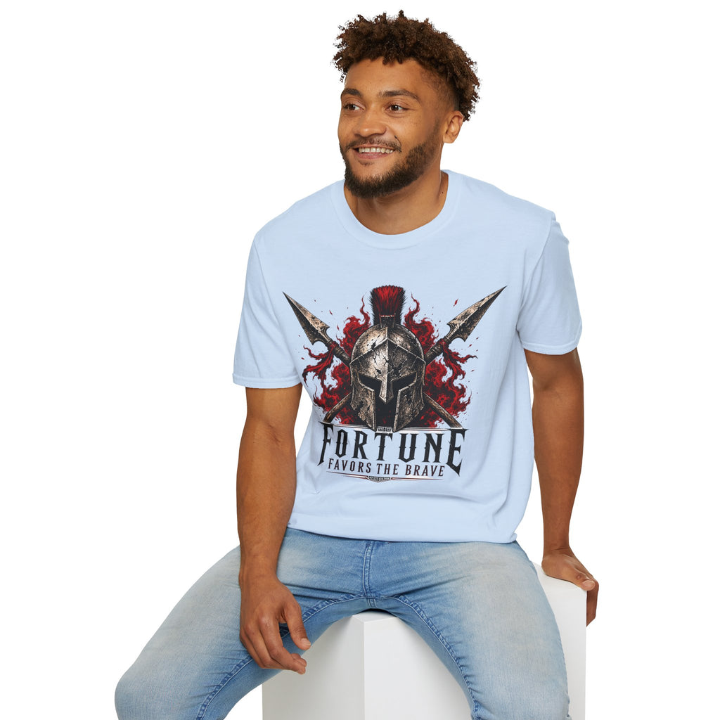 Warrior Helmet T-Shirt — "Fortune Favors the Brave" Spartan Helmet Graphic Tee