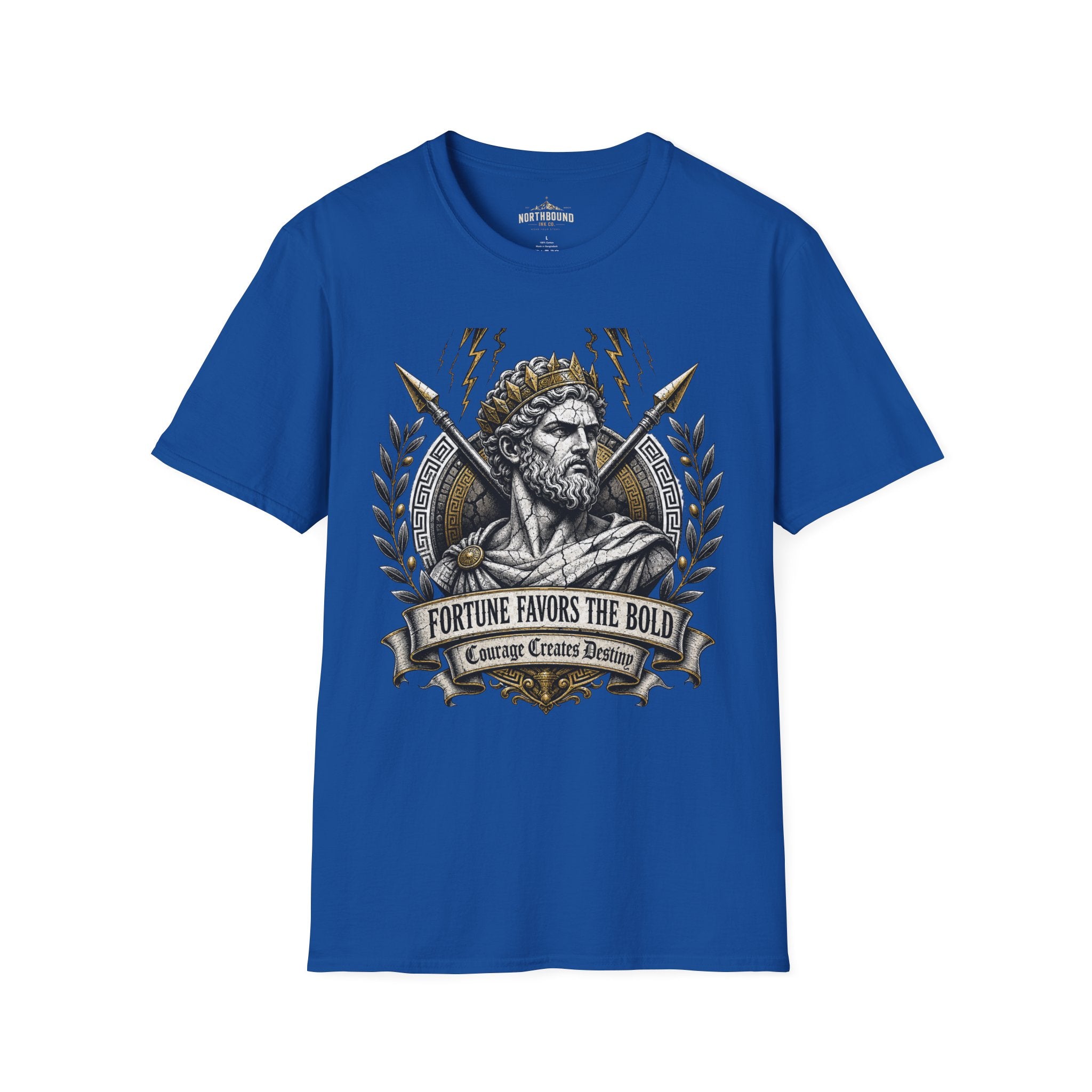 Zeus Lightning T-Shirt — 'Fortune Favors the Bold' Greek God Graphic Tee