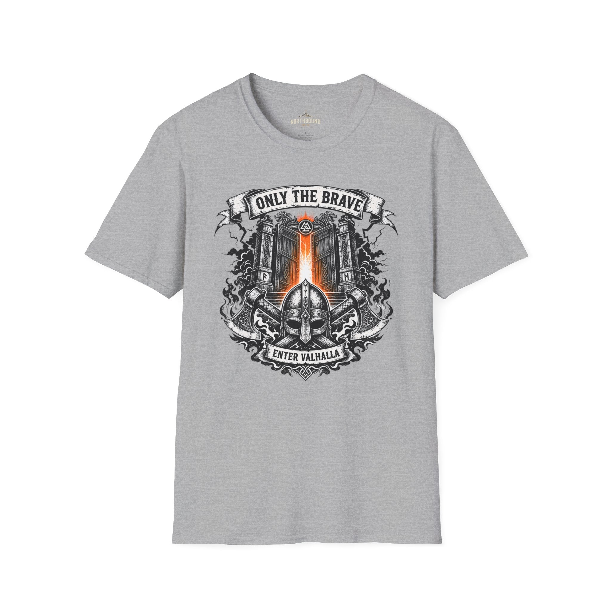 Only The Brave T-Shirt — Gothic Knight Helmet & Castle Illustration