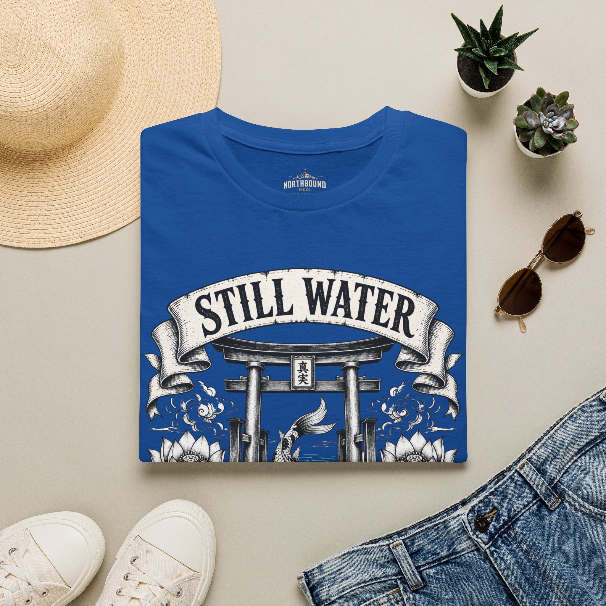 Still Water T-Shirt — Tranquil Koi & Torii Graphic Tee