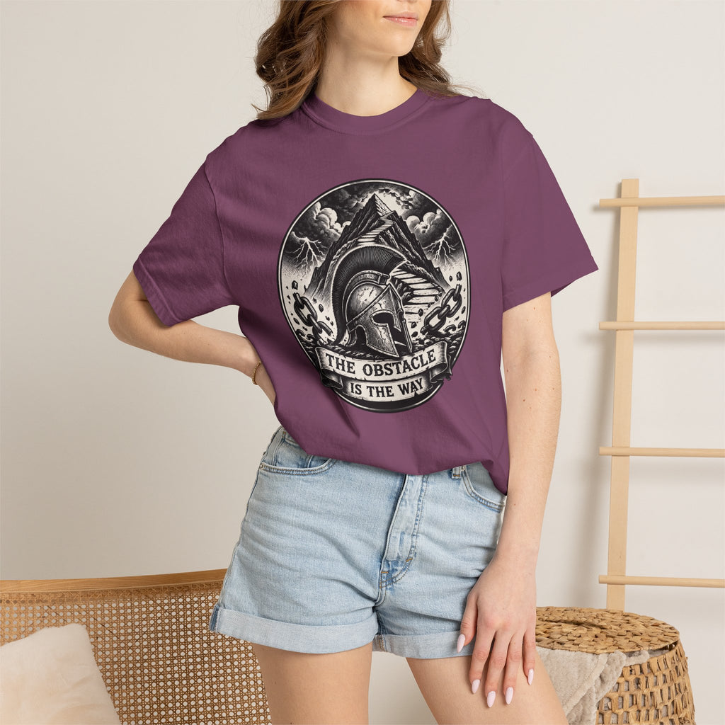 Spartan Helmet T‑Shirt — "The Obstacle Is The Way" Motivational Tee