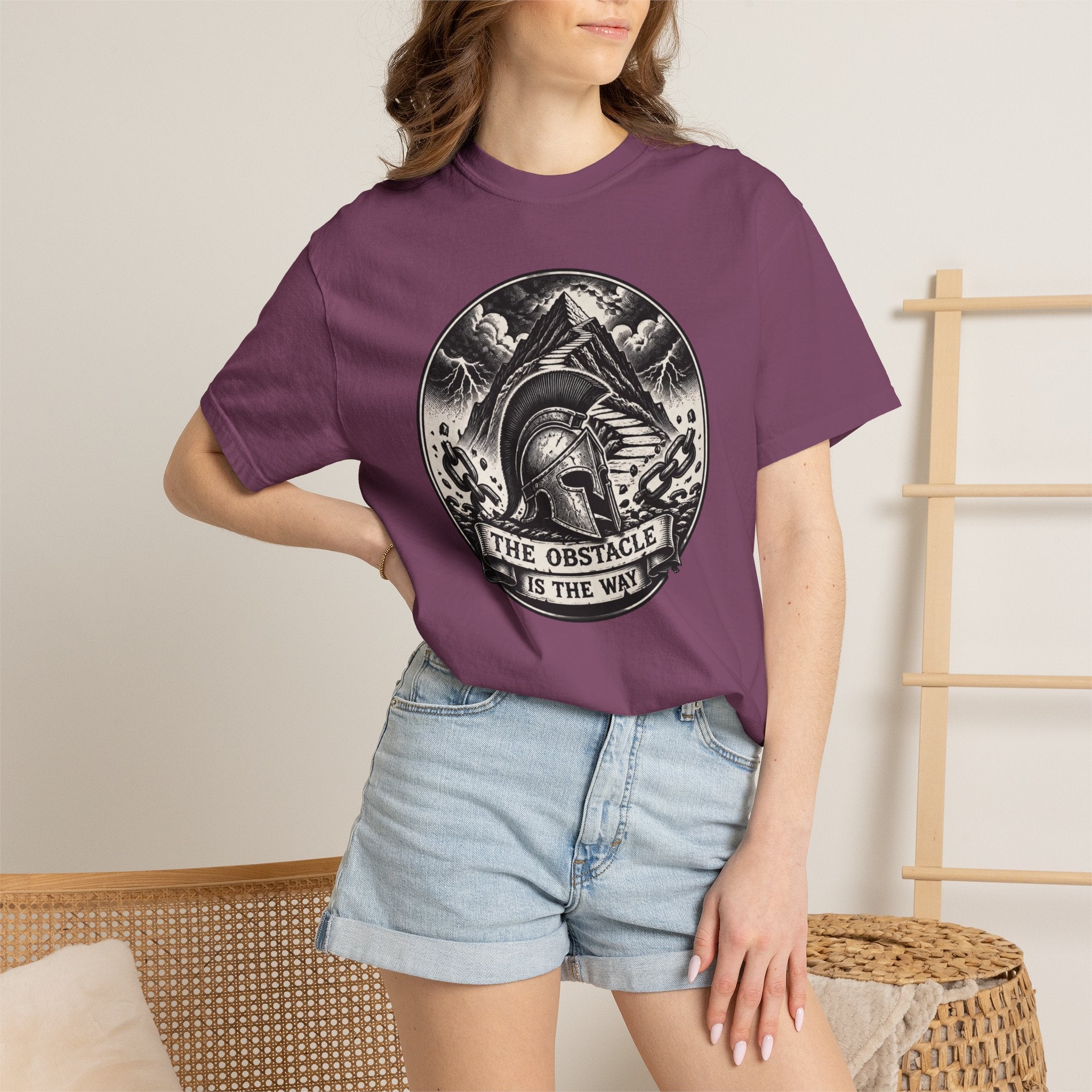Spartan Helmet T‑Shirt — "The Obstacle Is The Way" Motivational Tee