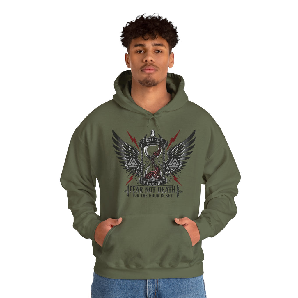 Fear Not Death Hourglass Wings Hoodie — Gothic Inspirational Pullover