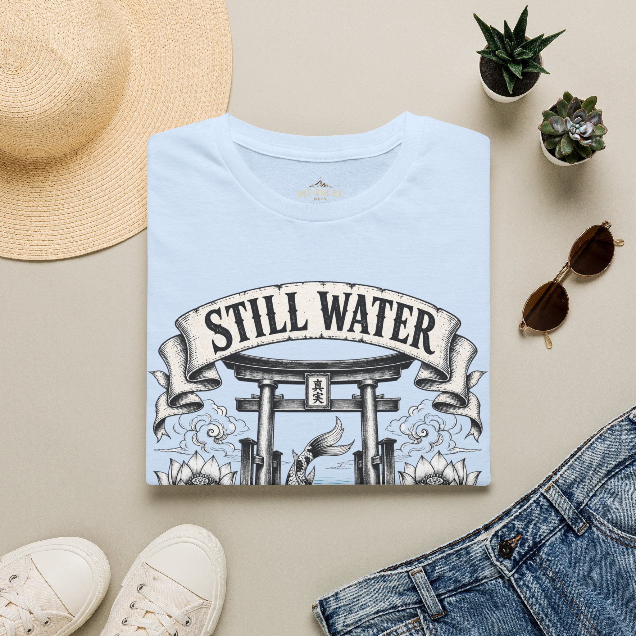 Still Water T-Shirt — Tranquil Koi & Torii Graphic Tee