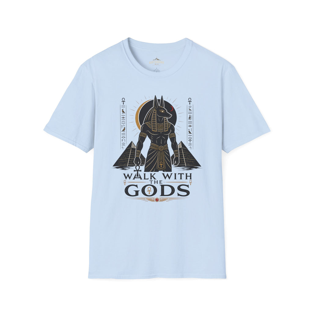 Anubis 'Walk With Gods' T-Shirt — Egyptian Mythology Graphic Tee