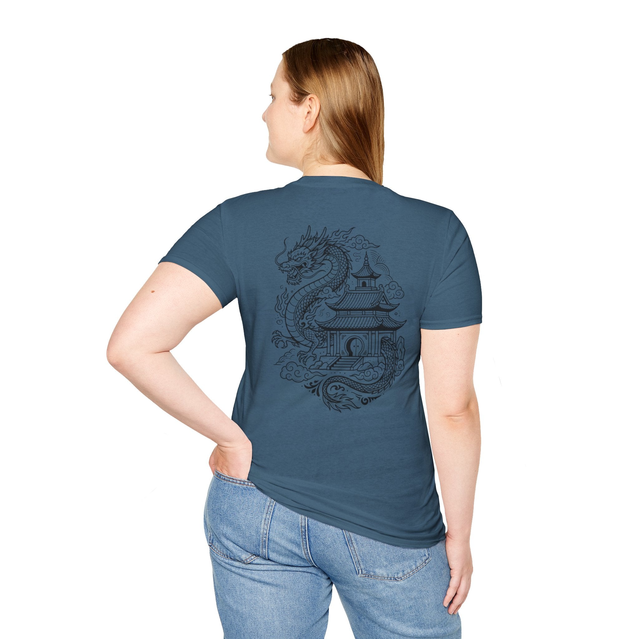 Dragon Crest Pocket T-Shirt — Small Intricate Dragon Chest Graphic