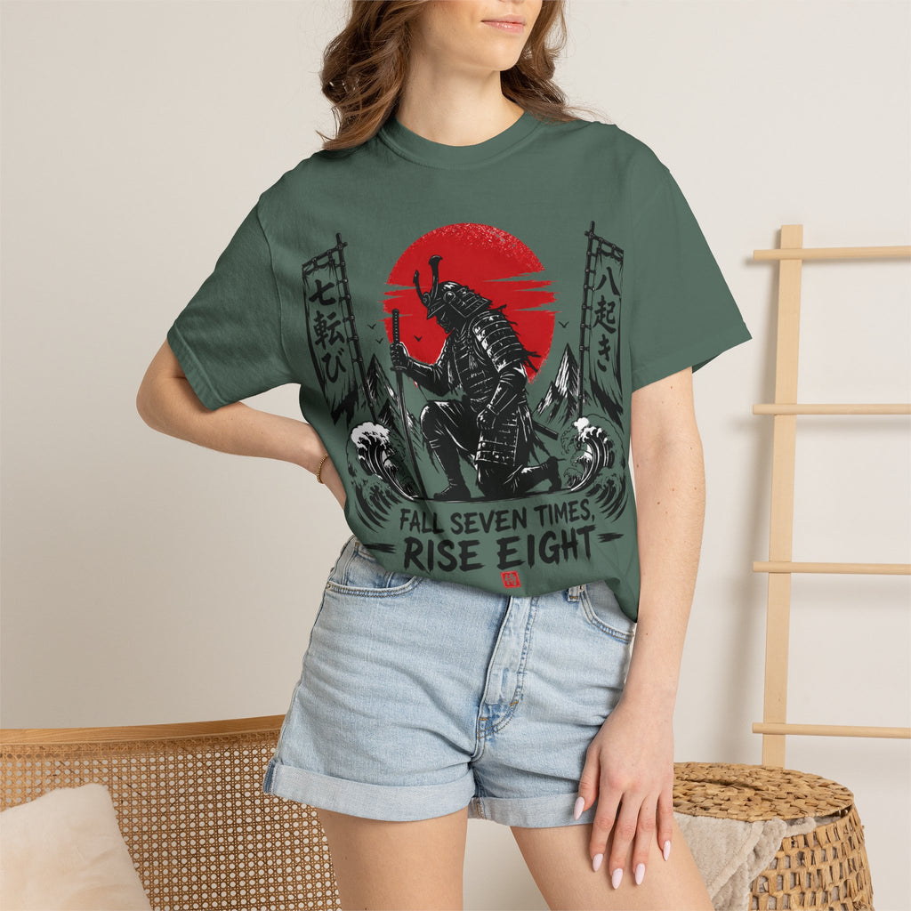 Samurai Rising Graphic T-Shirt — "Fall Seven Times, Rise Eight"