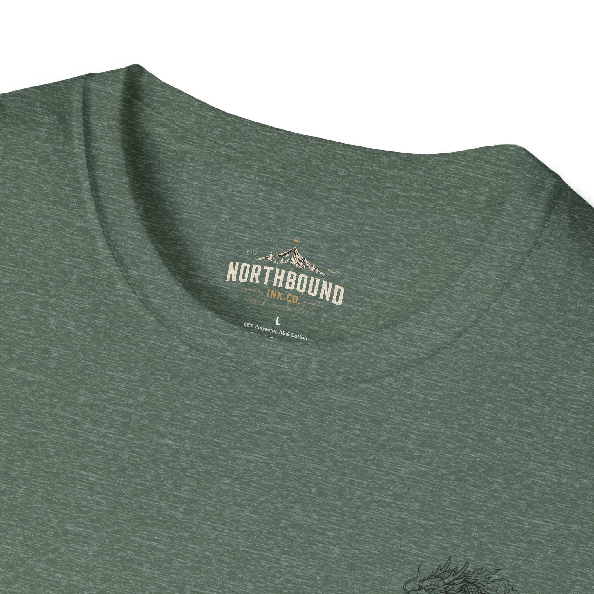 Dragon Crest Pocket T-Shirt — Small Intricate Dragon Chest Graphic