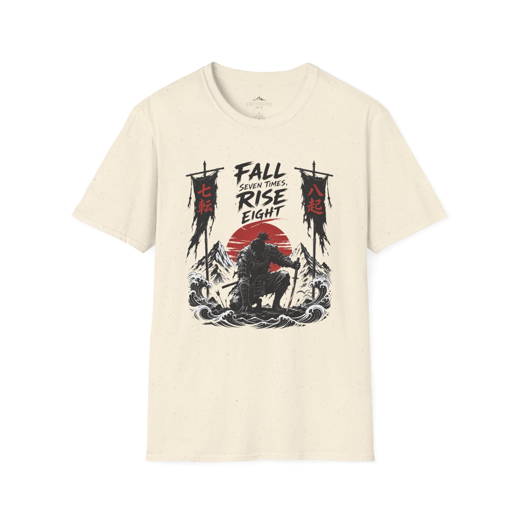 T-Shirt — “Fall Seven Times, Rise Eight” Samurai Graphic Tee
