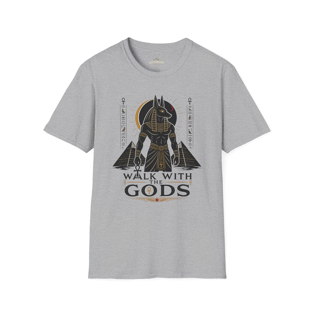 Anubis 'Walk With Gods' T-Shirt — Egyptian Mythology Graphic Tee