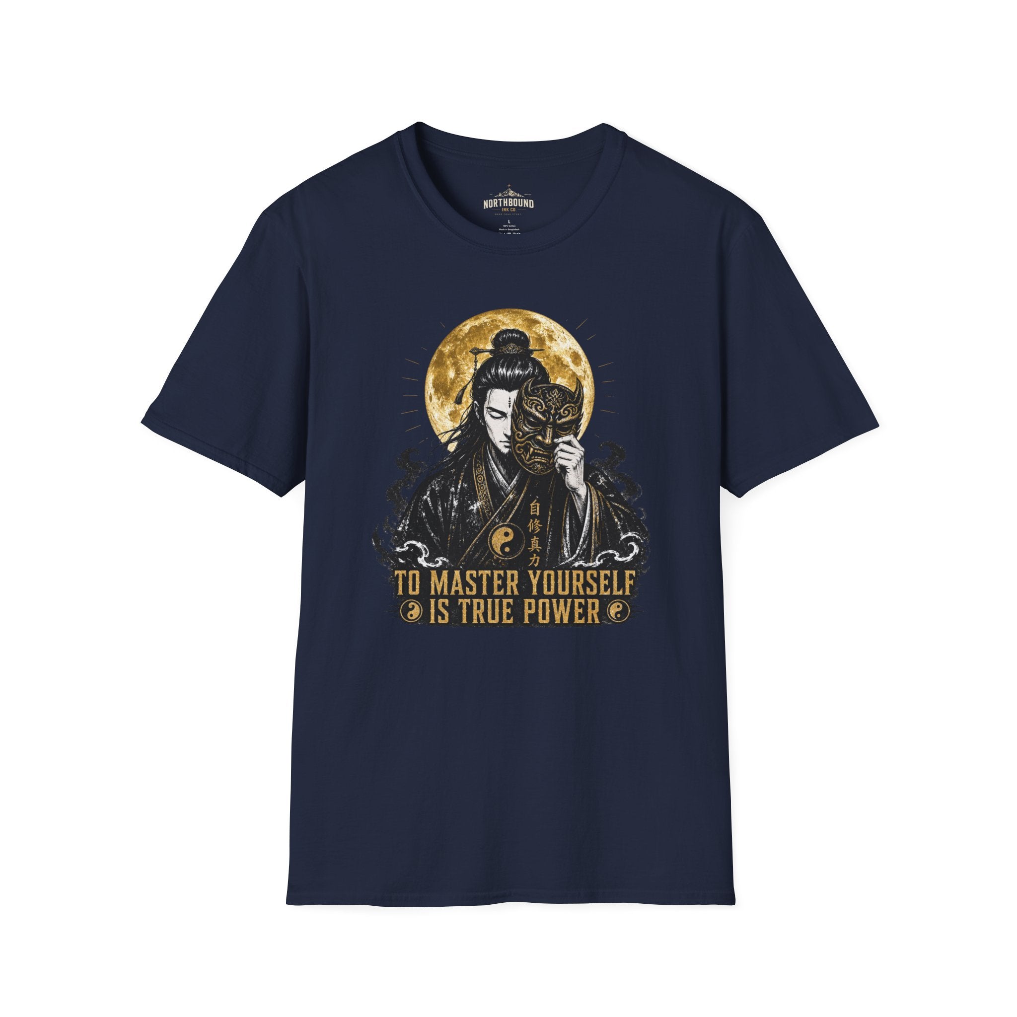 Samurai Mask T-Shirt – "To Master Yourself Is True Power" Graphic Tee