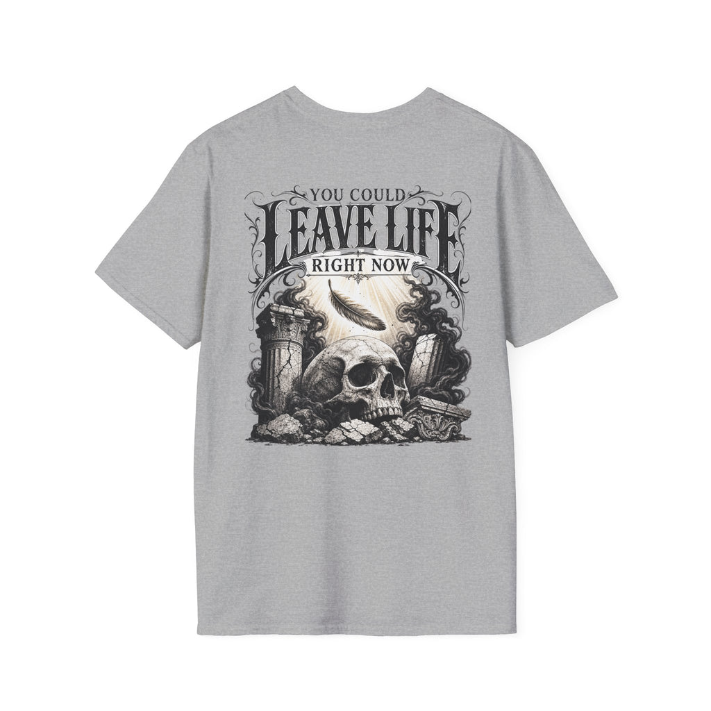 Skull & Mountains T-Shirt — "Leave Life" Adventure Graphic Tee