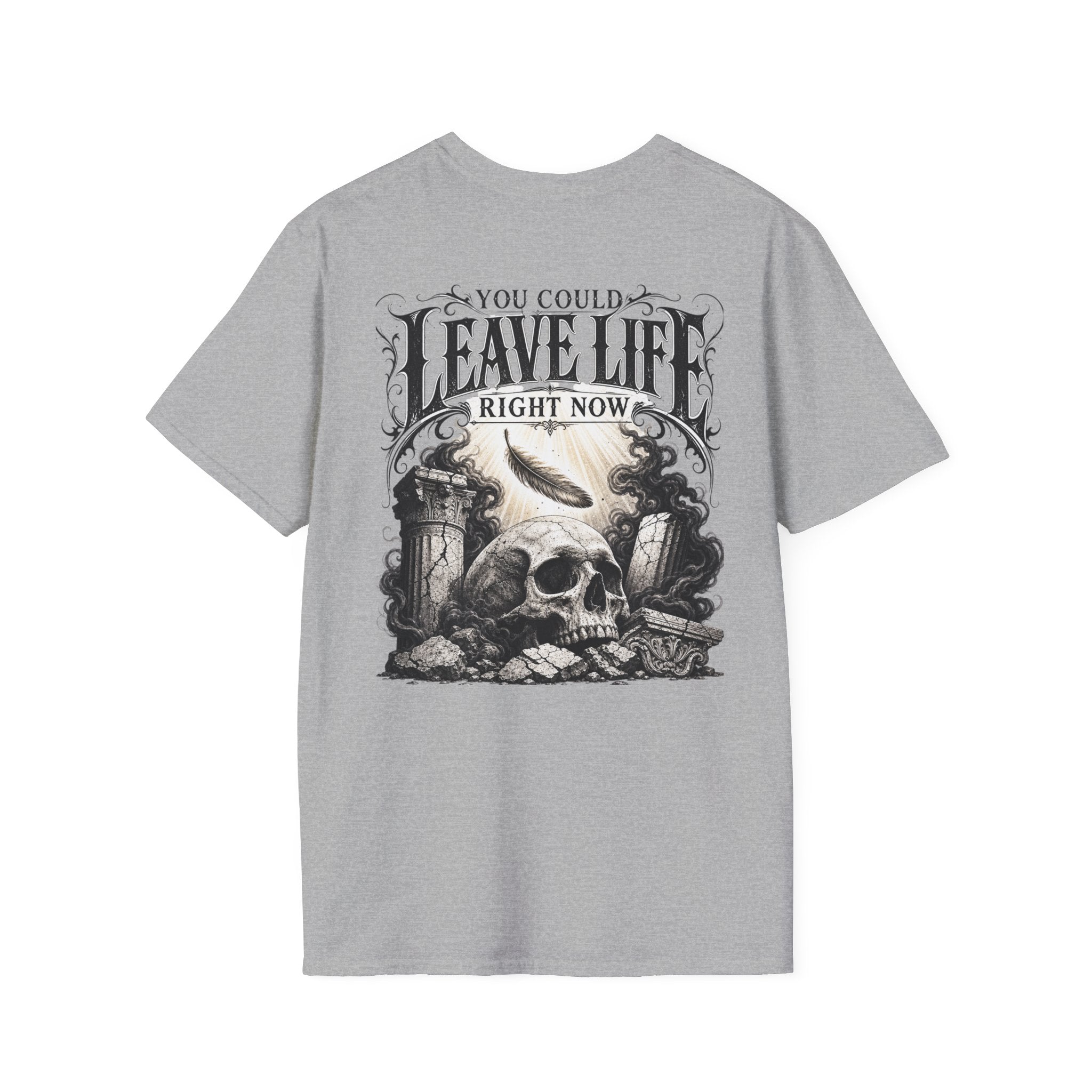 Skull & Mountains T-Shirt — "Leave Life" Adventure Graphic Tee