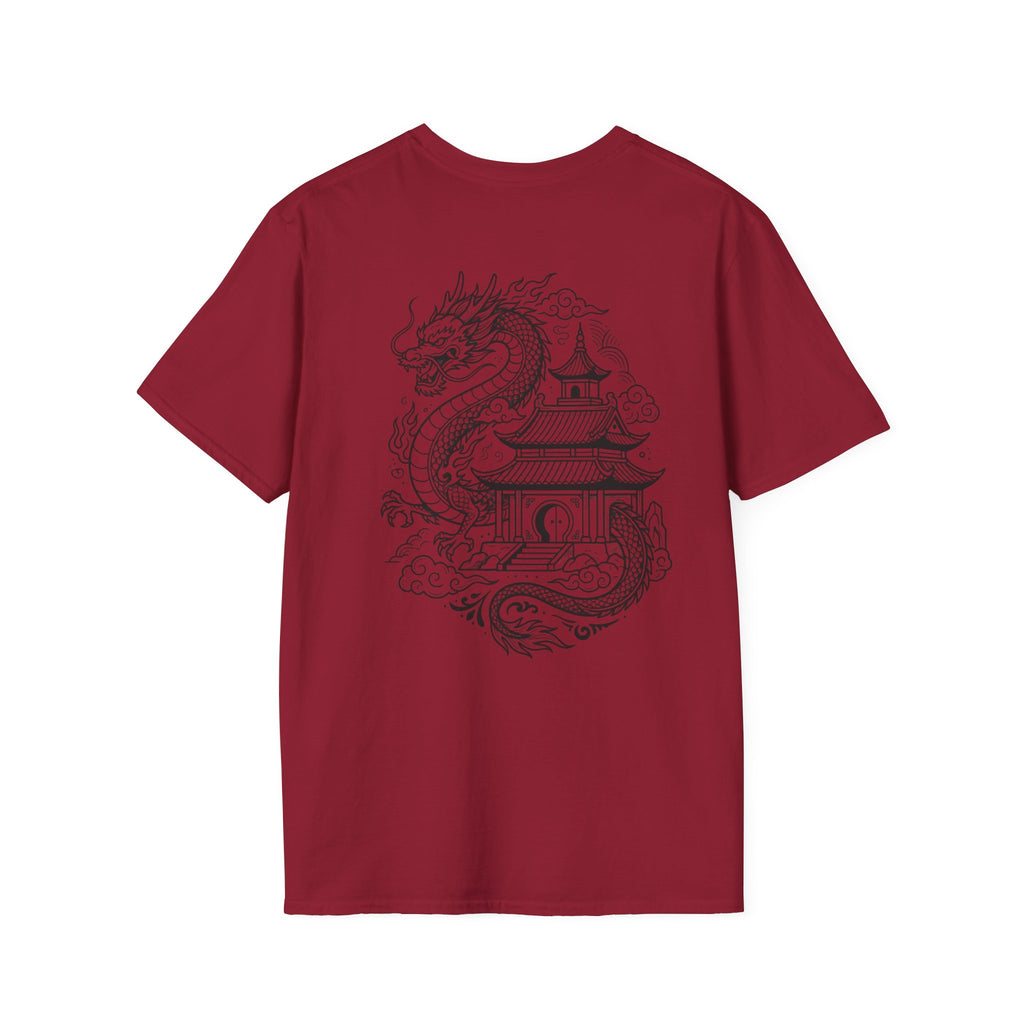 Dragon Crest Pocket T-Shirt — Small Intricate Dragon Chest Graphic
