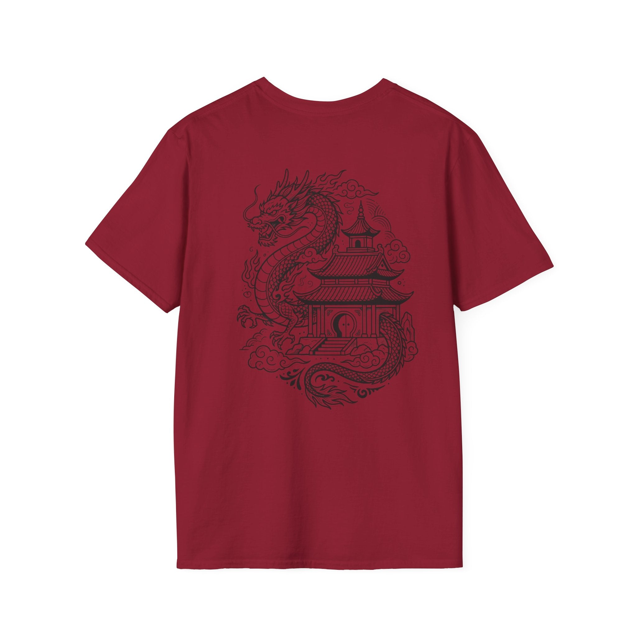 Dragon Crest Pocket T-Shirt — Small Intricate Dragon Chest Graphic
