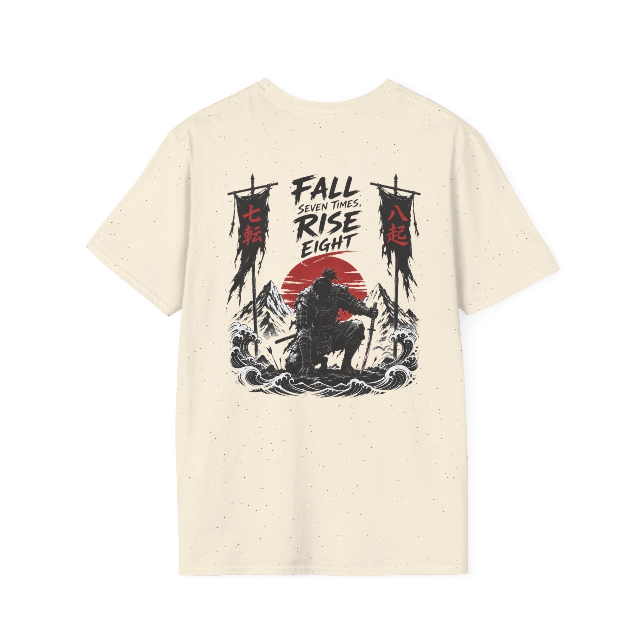 T-Shirt — 'Fall, Rise, Repeat' Samurai Chest Print