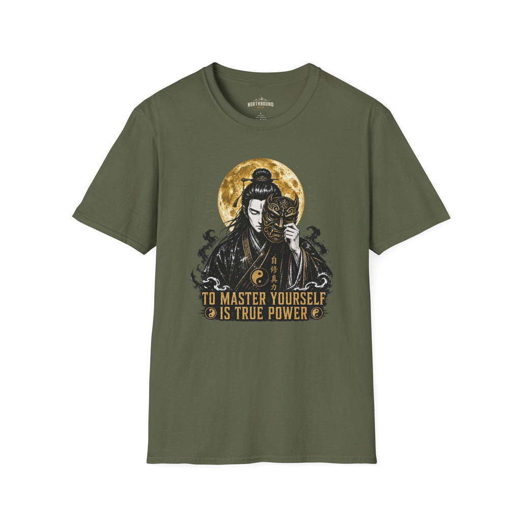 Samurai Mask T-Shirt – "To Master Yourself Is True Power" Graphic Tee