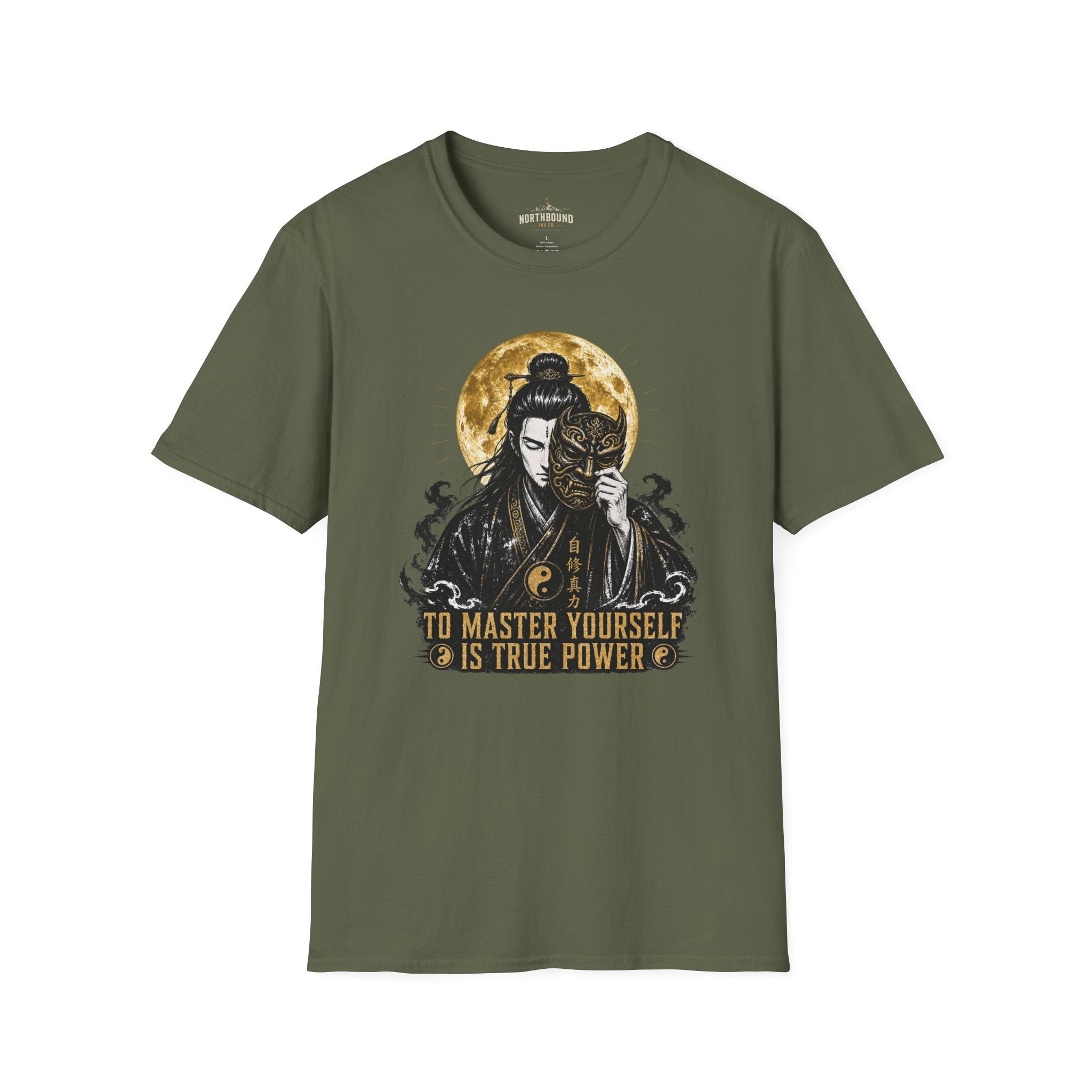Samurai Mask T-Shirt – "To Master Yourself Is True Power" Graphic Tee