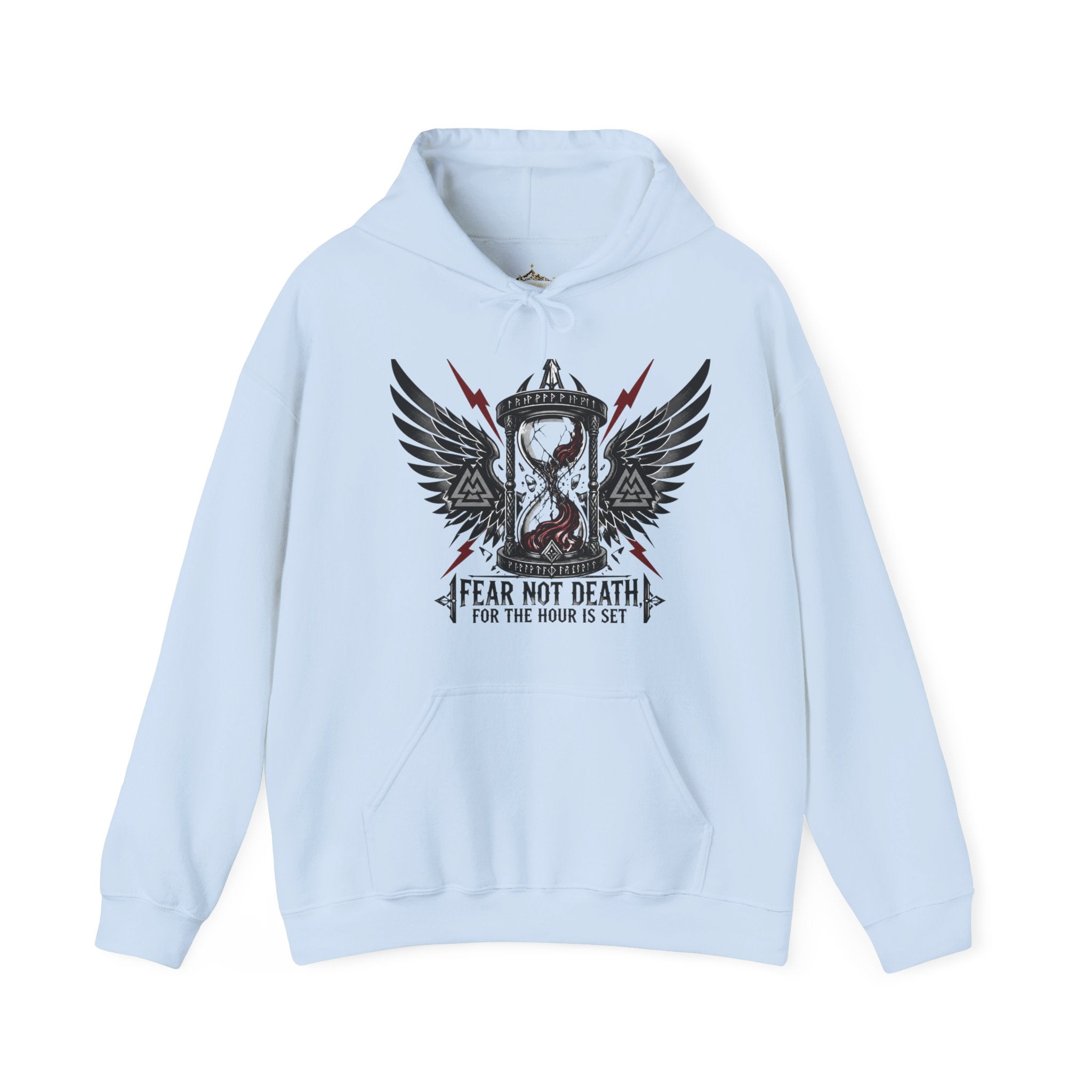 Fear Not Death Hourglass Wings Hoodie — Gothic Inspirational Pullover