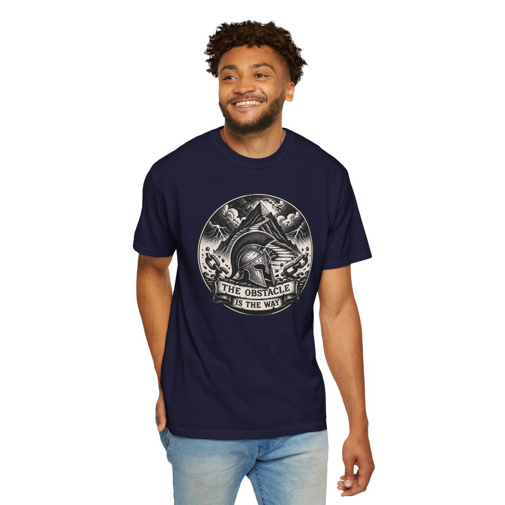 Spartan Helmet T‑Shirt — "The Obstacle Is The Way" Motivational Tee